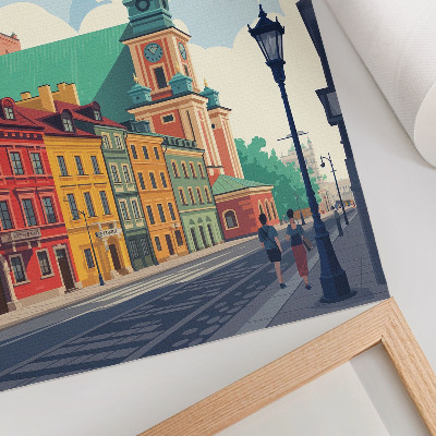 Impression sur toile Immeubles colorés, architecture sous un ciel bleu