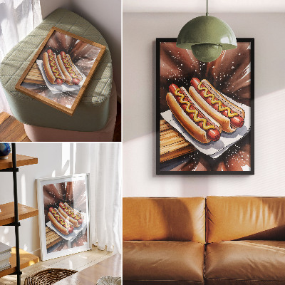 Affiche décorative Des hot-dogs appétissants dans une ambiance moderne et joyeuse