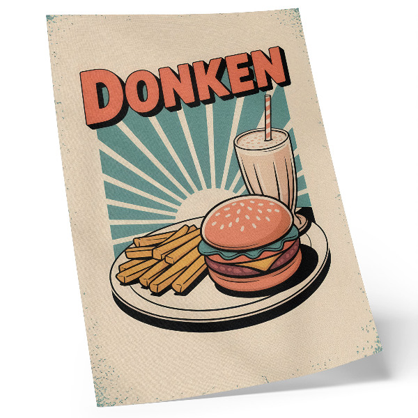 Décoration murale Burger et frites avec un décor rétro