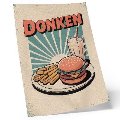 Décoration murale Burger et frites avec un décor rétro