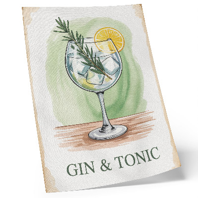 Décoration murale Un verre de gin, de romarin et de citron sur fond vert