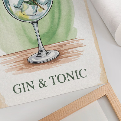 Décoration murale Un verre de gin, de romarin et de citron sur fond vert