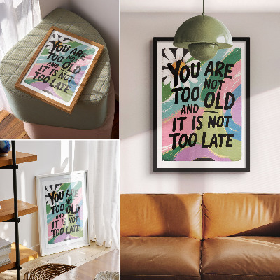Impression sur toile Couleurs dynamiques. Texte inspirant. Ambiance moderne.