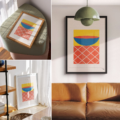 Affiche décorative composition géométrique jaune bleu rouge