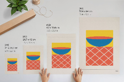 Affiche décorative composition géométrique jaune bleu rouge