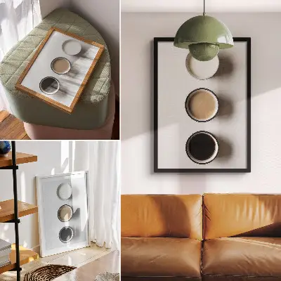 Impression sur toile trois boissons différentes au design minimaliste
