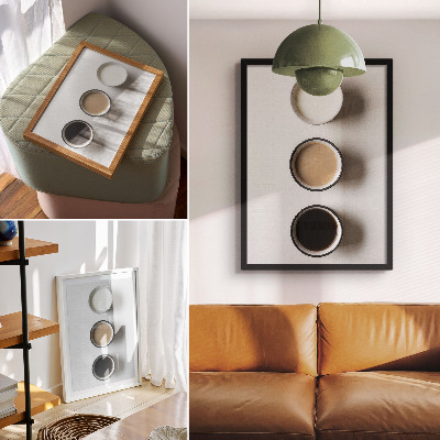Impression sur toile Trois boissons différentes, disposition minimaliste
