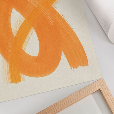 Impression sur toile traits de pinceau abstraits orange vifs