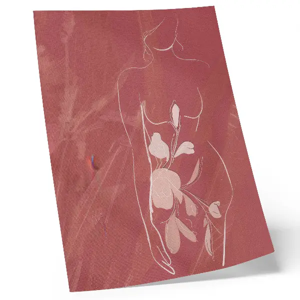 Affiche décorative silhouette féminine et fleurs au style minimaliste