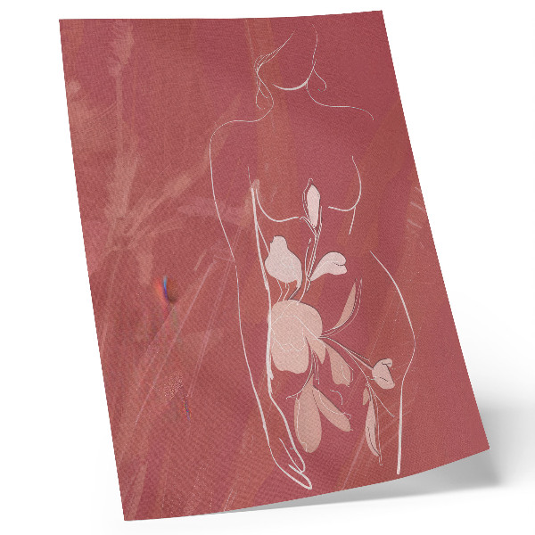 Affiche décorative Silhouette féminine et fleurs, délicatesse, minimalisme