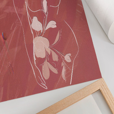 Affiche décorative Silhouette féminine et fleurs, délicatesse, minimalisme
