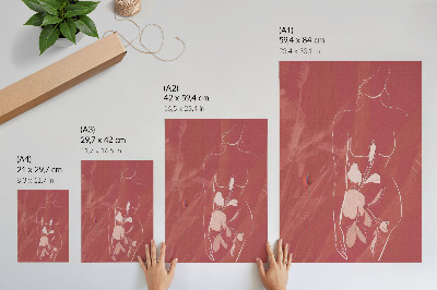 Affiche décorative Silhouette féminine et fleurs, délicatesse, minimalisme