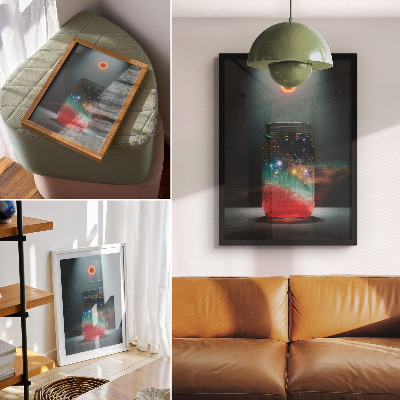 Décoration murale Bocal spatial avec lumières spatiales colorées