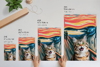 Impression sur toile Un chat sur un fond de peinture abstraite aux couleurs vives.