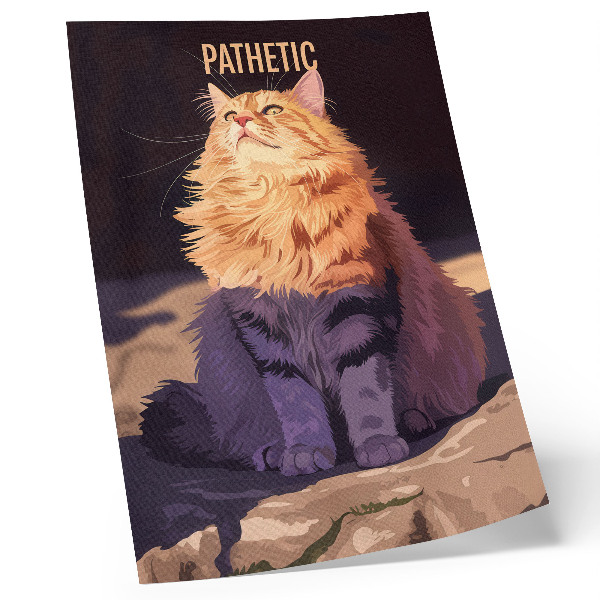 Impression sur toile Chat avec texte orange gris beige