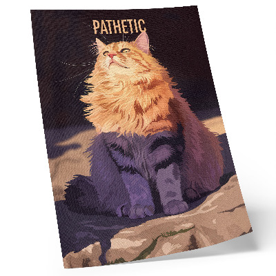Impression sur toile Chat avec texte orange gris beige