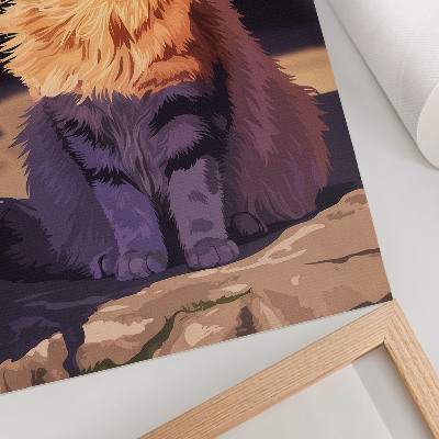 Impression sur toile Chat avec texte orange gris beige