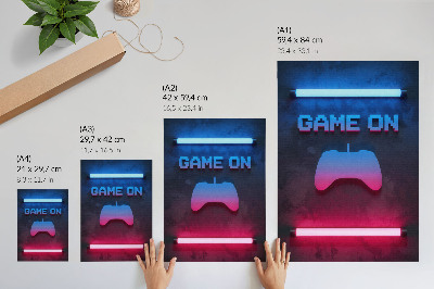 Affiche décorative dynamique de jeu avec inscription en pixels néon