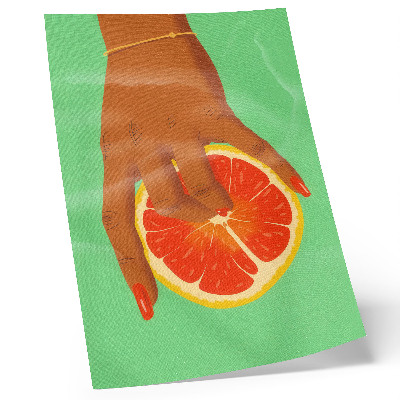 Impression sur toile Main avec pamplemousse aux couleurs vives pop art