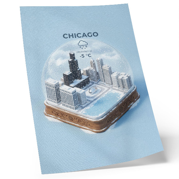 Affiche décorative Une ville miniature dans un décor hivernal