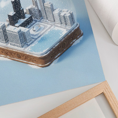 Affiche décorative Une ville miniature dans un décor hivernal
