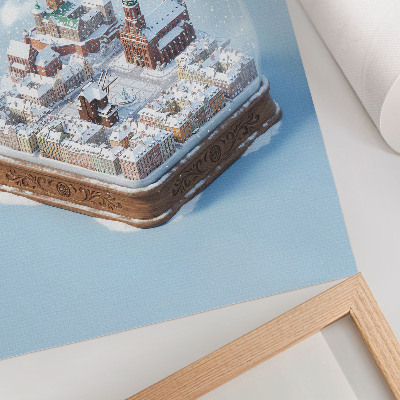 Décoration murale Gdańsk en hiver sous la neige dans une boule de verre
