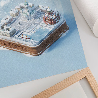 Impression sur toile Helsinki miniature dans une boule à neige