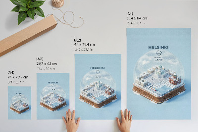 Impression sur toile Helsinki miniature dans une boule à neige