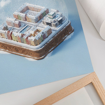 Affiche décorative Un paysage de Noël féérique dans une boule à neige aux couleurs chaudes