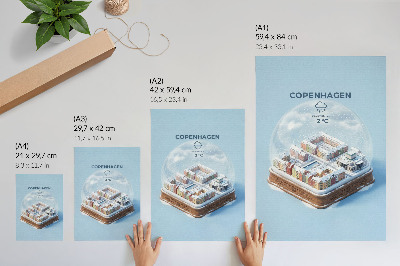 Affiche décorative Un paysage de Noël féérique dans une boule à neige aux couleurs chaudes
