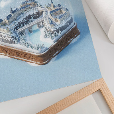 Impression sur toile Paysage urbain hivernal sous un dôme de neige blanche