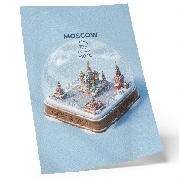 Affiche décorative Moscou miniature dans une boule à neige hivernale