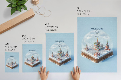 Affiche décorative Moscou miniature dans une boule à neige hivernale