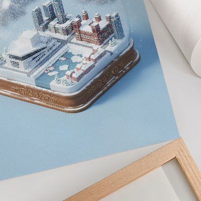 Impression sur toile Une ville d'hiver sous un dôme dans un style moderne