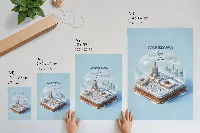 Impression sur toile Varsovie en hiver avec architecture enneigée et globe de verre