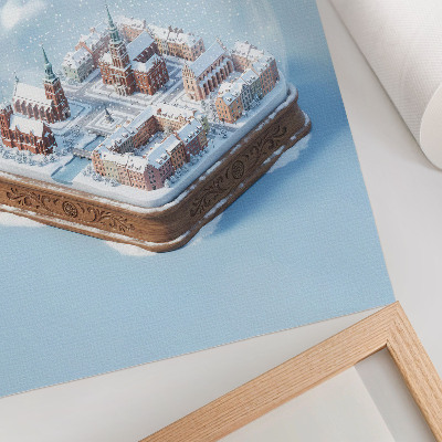 Impression sur toile Une ville miniature dans un globe de verre d'hiver