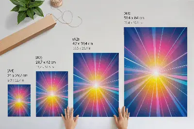 Impression sur toile représentation de rayons de couleurs énergiques en point focal