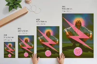 Décoration murale avec des couleurs néon et une silhouette surprenante