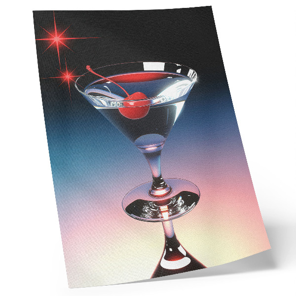 Affiche décorative Verre à cocktail élégant avec cerise rouge
