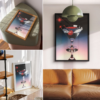 Affiche décorative Verre à cocktail élégant avec cerise rouge