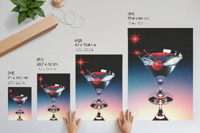 Affiche décorative Verre à cocktail élégant avec cerise rouge