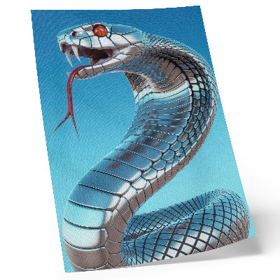 Impression sur toile Serpent métallique sur fond bleu, intensité rouge
