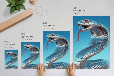 Impression sur toile Serpent métallique sur fond bleu, intensité rouge