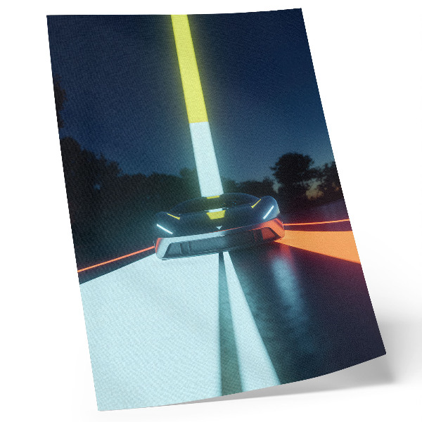 Décoration murale lignes dynamiques voiture futuriste nuit