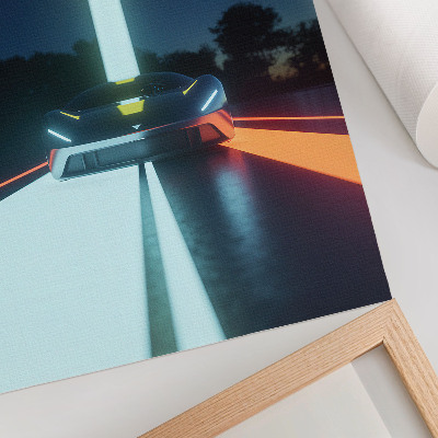 Décoration murale lignes dynamiques voiture futuriste nuit