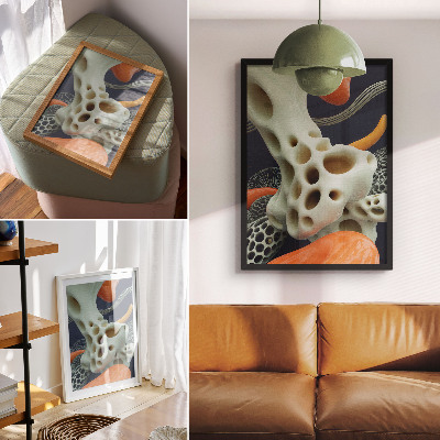 Impression sur toile Formes abstraites crème orange bleu marine