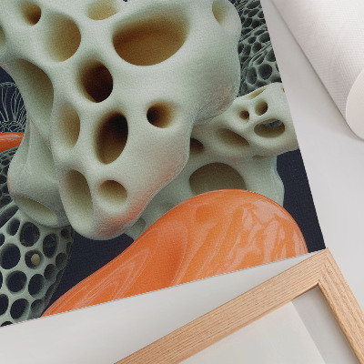 Impression sur toile Formes abstraites crème orange bleu marine