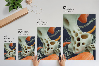 Impression sur toile Formes abstraites crème orange bleu marine