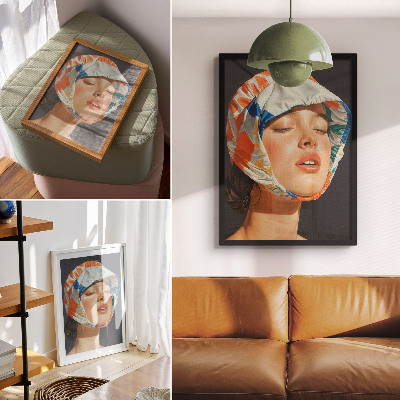 Décoration murale réalisme, coiffure, contraste de couleurs, modernité