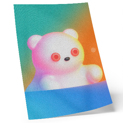 Décoration murale Ours en peluche coloré sur fond dégradé, style moderne